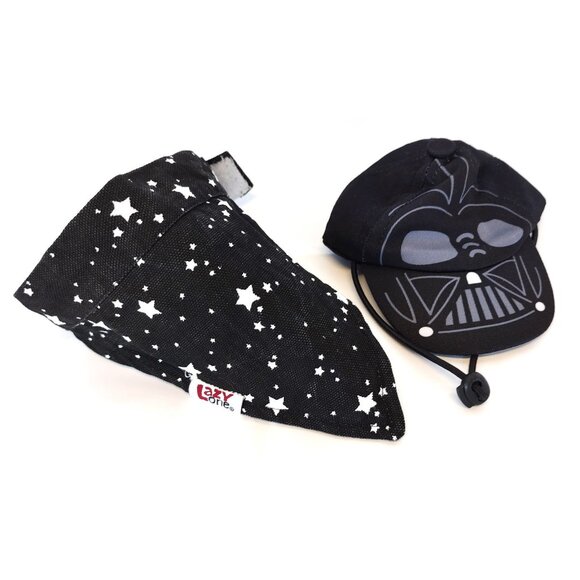 Disney Star Wars Small Darth Vader Dog Hat and Lazy Bone Bandana Halloween - Picture 1 of 4